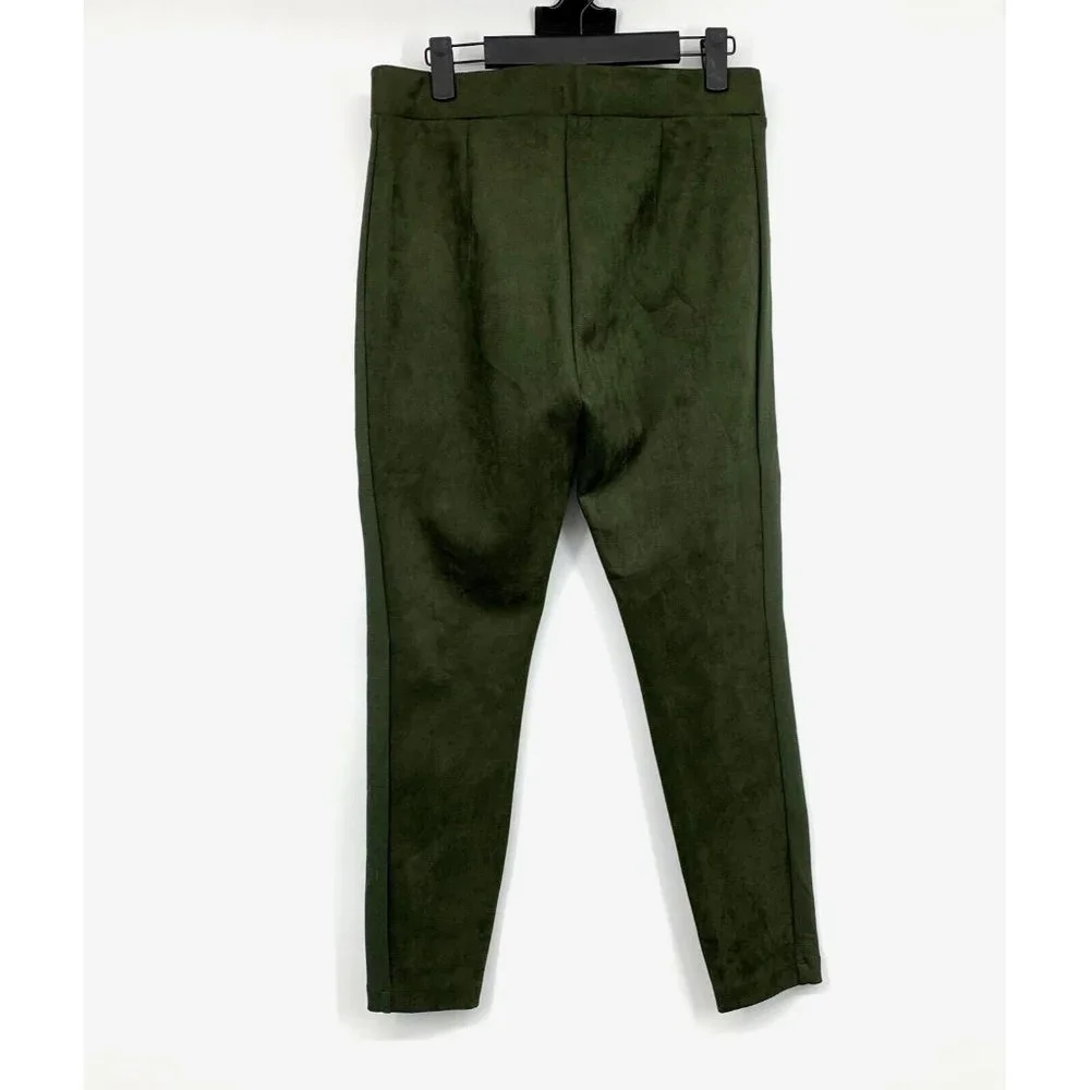 LOFT Leggings Green Faux Suede Zip Skinny Ankle Pull On - Picture 7 of 10